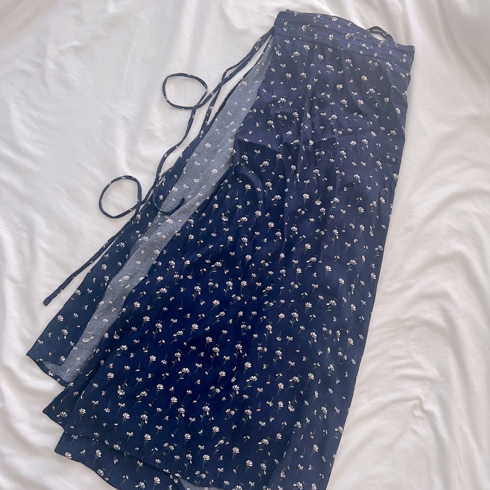 Elodie Midnight Blue Skirt with Floral Design